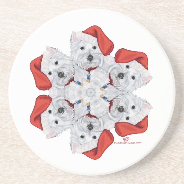 Westie Snowflake Coaster (Front)