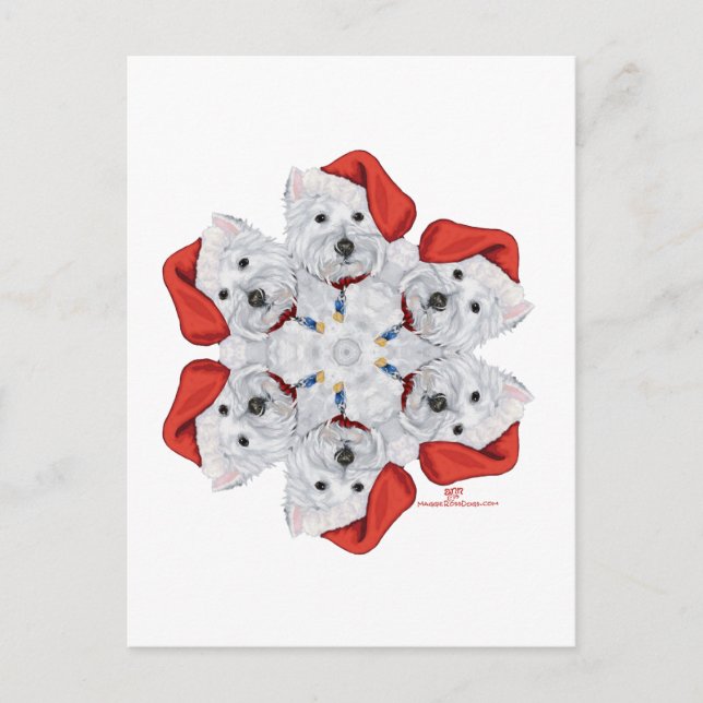Westie Snowflake Postcard (Front)