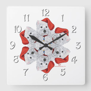 Westie Snowflake Square Wall Clock