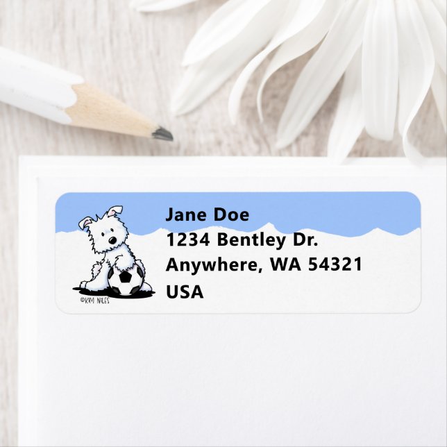 Westie Soccer Star Return Address Label (Insitu)
