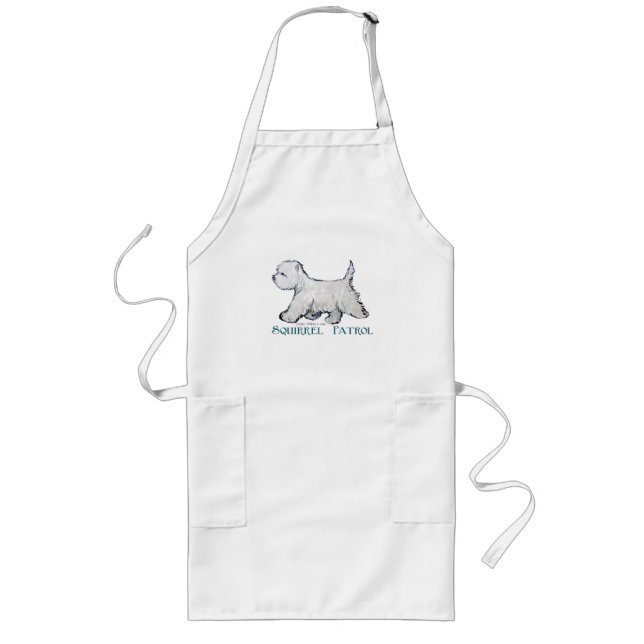 Westie Squirrel Patrol Long Apron (Front)