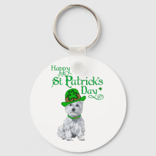 Westie St Patricks Day Key Ring