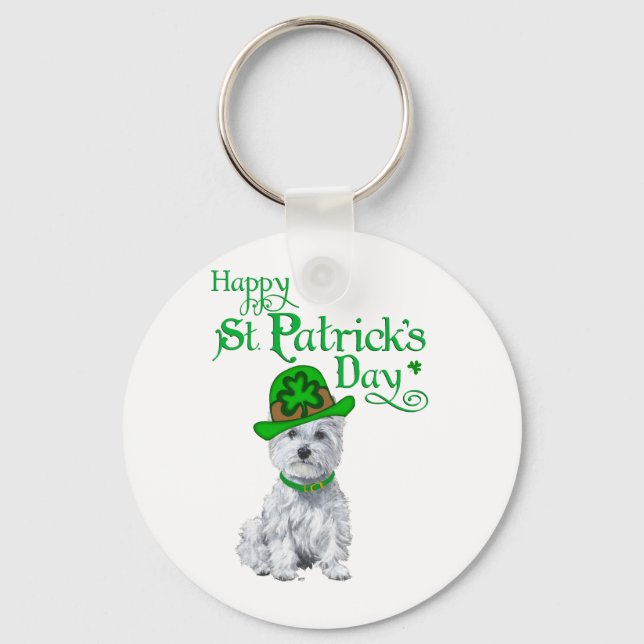 Westie St Patricks Day Key Ring (Front)