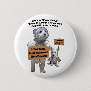 Westie Tax Day Tea Party Protest Button