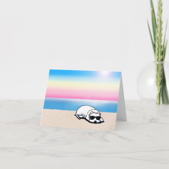 Westie Terrier Beach Note Card (Front)