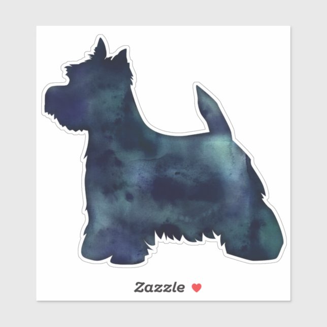 Westie Terrier Black Watercolor Silhouette (Sheet)