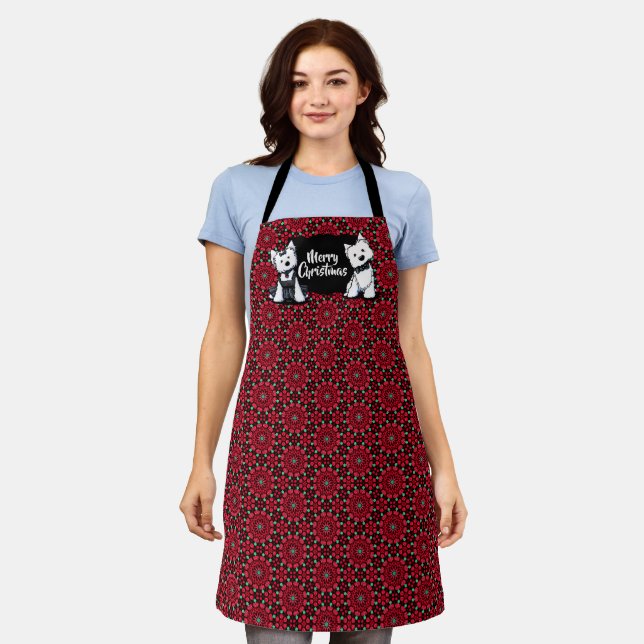 Westie Terrier Christmas Apron (Worn)