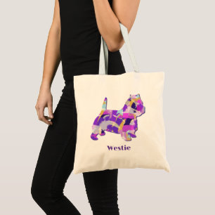 Westie Terrier Cute Purple Dog Silhouette 2Sided Tote Bag