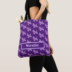 Westie Terrier Cute Purple Dog Silhouette Tote Bag