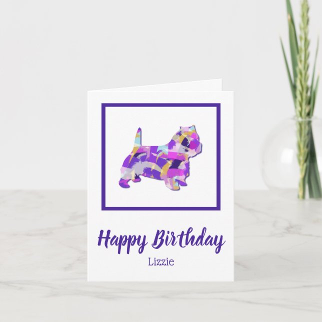 Westie Terrier Dog Cute Silhouette Purple PY&B Card (Front)