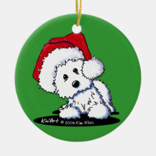 Westie Terrier Santa Round Ornament