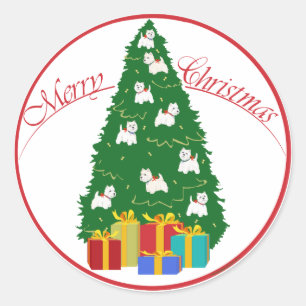 Westie Tree Classic Round Sticker