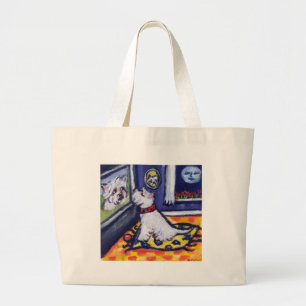 Westie TV watcher Large Tote Bag