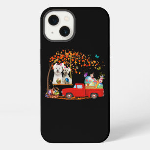 Westie Wearing Bunny Ear Red Truck With Eggs iPhone 13 Case