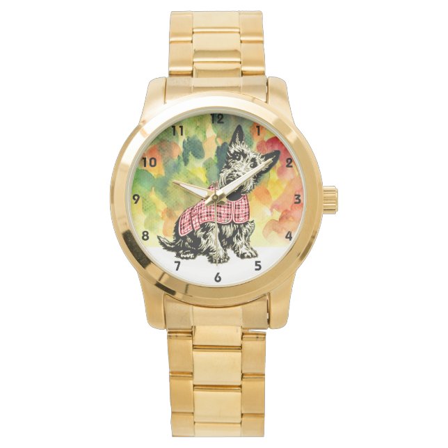 westie west highland terrier dog cute watch gold (Front)
