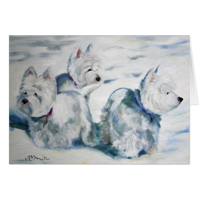 Westie West Highland Terrier Snow Dog Card (Front Horizontal)