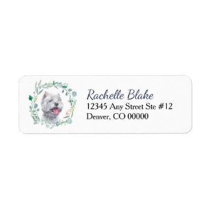 Westie White Dog Wreath Return Address Return Address Label