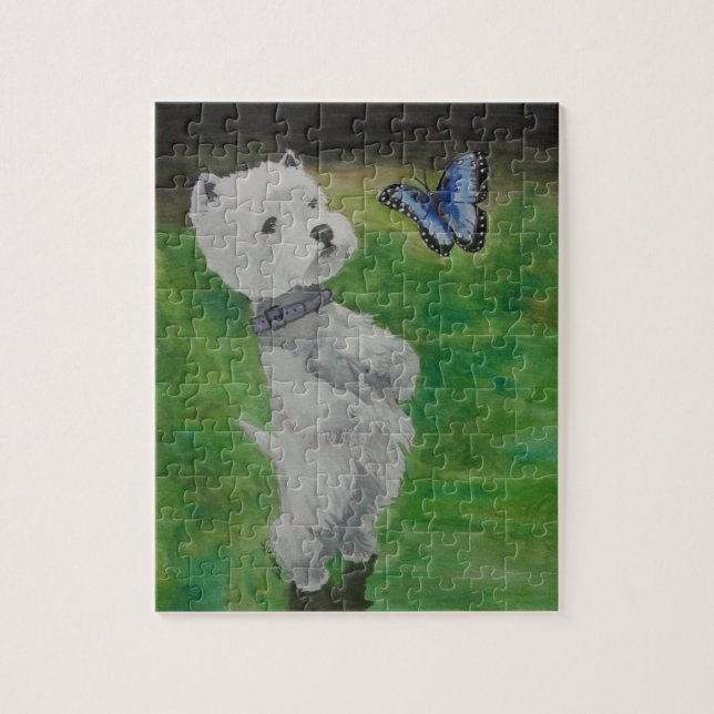 Westie with Butterfly Jigsaw Puzzle (Vertical)