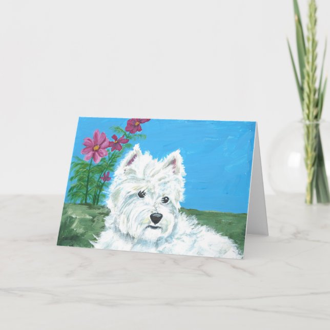 Westie with Cosmos Note cards (Front)