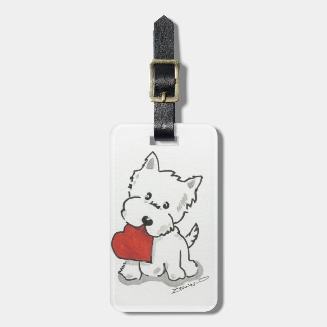 Westie With Heart Luggage Tag (Front Vertical)