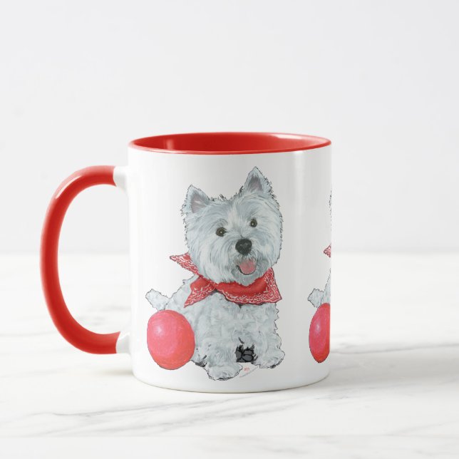 Westie With Red Ball Mug (Left)