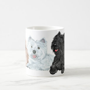 Westie with Two Cairn Terriers Coffee Mug