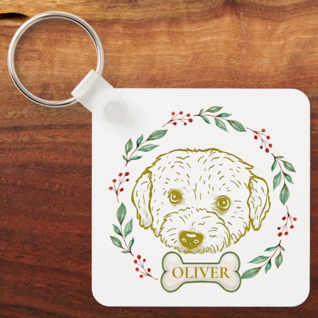 Westiepoo Dog Personalised Key Ring (Front)