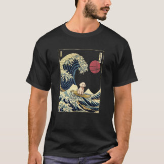 Westiepoo Japanese Kanagawa Wave Surf Dog T-Shirt