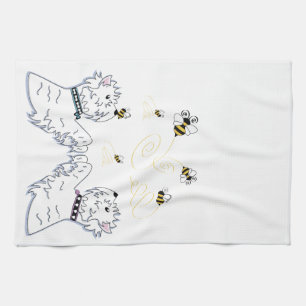 Westies and Bees Tea Towel