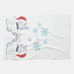 Westies and Snowflakes Tea Towel