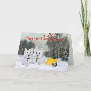 Westies in Wintertime Holiday Card