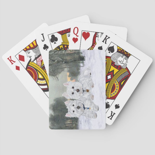 Westies in Wintertime Playing Cards (Back)