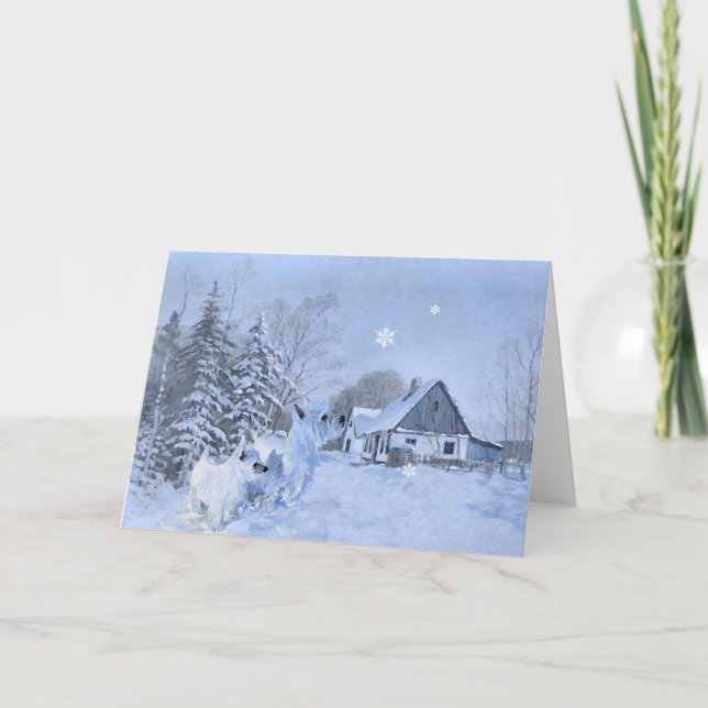 Westies Love the Wintertime Holiday Card (Front)