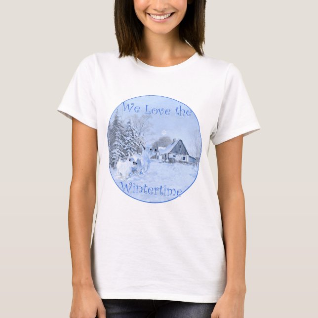 Westies Love the Wintertime T-Shirt (Front)