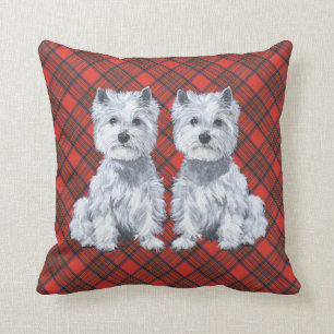 Westies on Tartan PILLOW