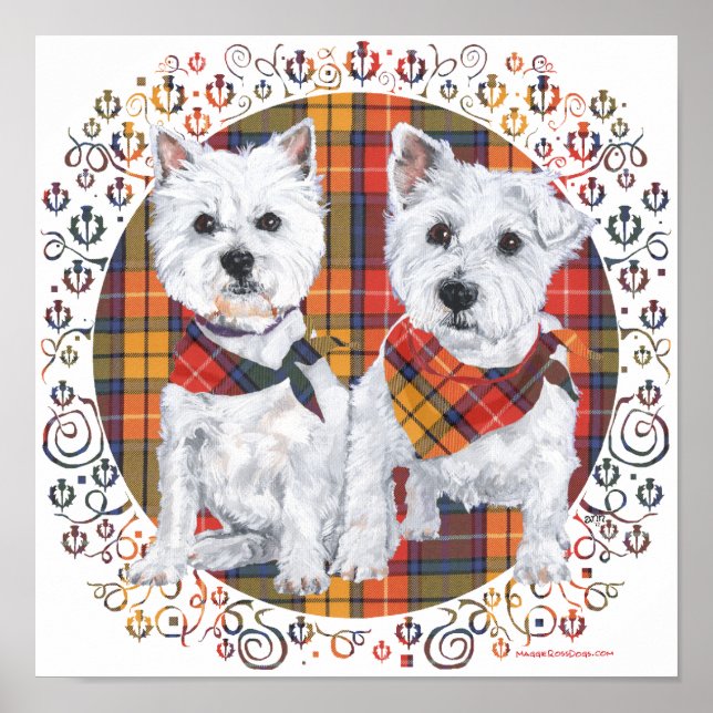 Westies on Tartan Poster (Front)