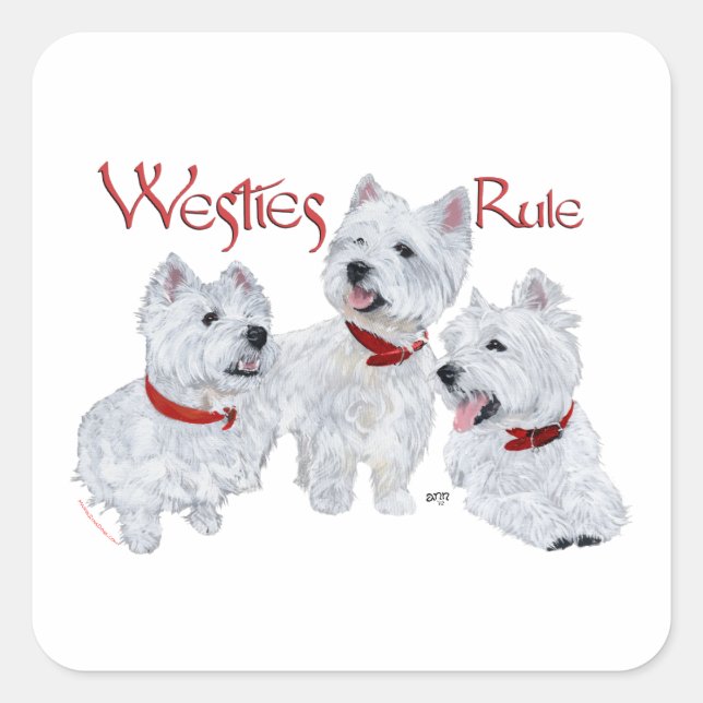 Westies Rule! Square Sticker (Front)