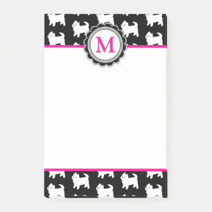 Westies West Highland Terrier Pattern Monogrammed Post-it Notes