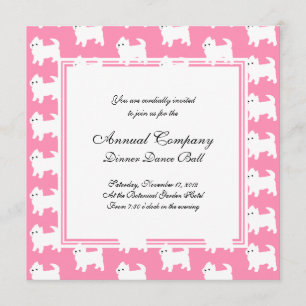 Westies West Highland Terrier Pattern Pink Invitation