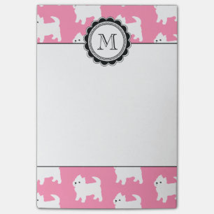 Westies West Highland Terrier Pattern Pink Post-it Notes