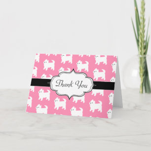 Westies West Highland Terrier Pattern Pink Thank You Card