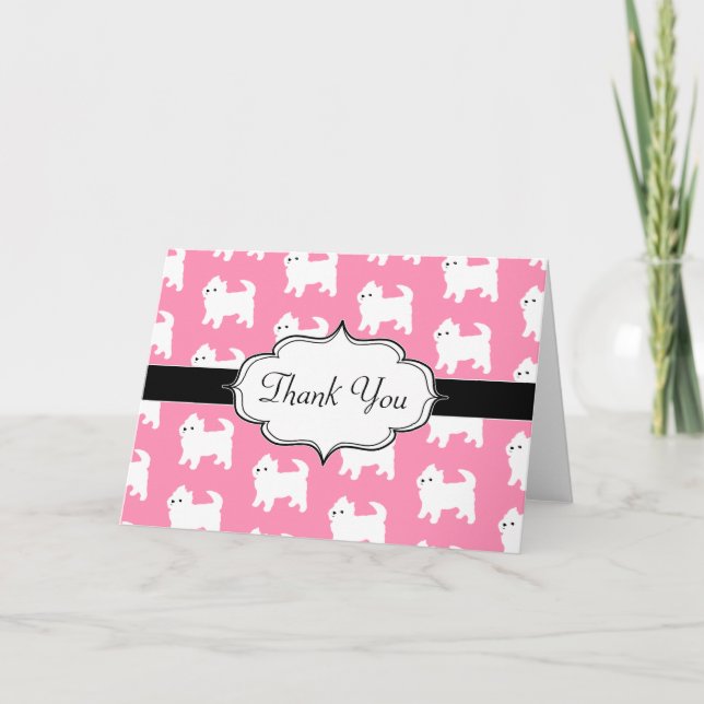 Westies West Highland Terrier Pattern Pink Thank You Card (Front)