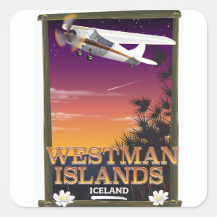 Westman Islands Iceland travel poster Square Sticker