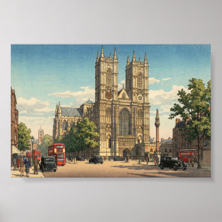 Westminster Abbey Japanese Woodblock Print