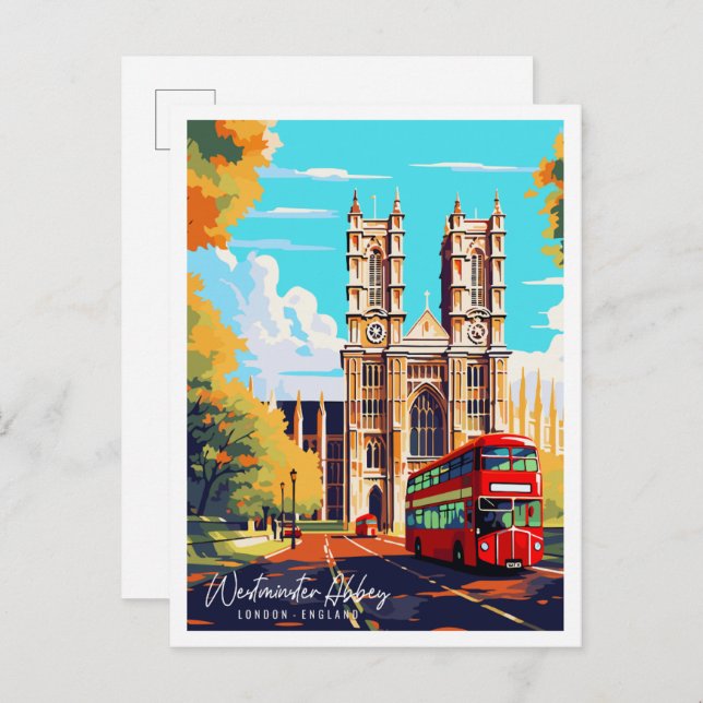 Westminster Abbey London England vintage travel \ Postcard (Front/Back)