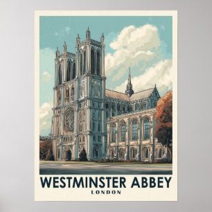 Westminster Abbey London Vintage Travel Poster