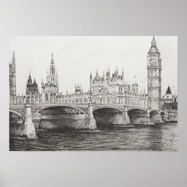 Westminster Bridge London UK. 30/10/2006 Poster (Front)