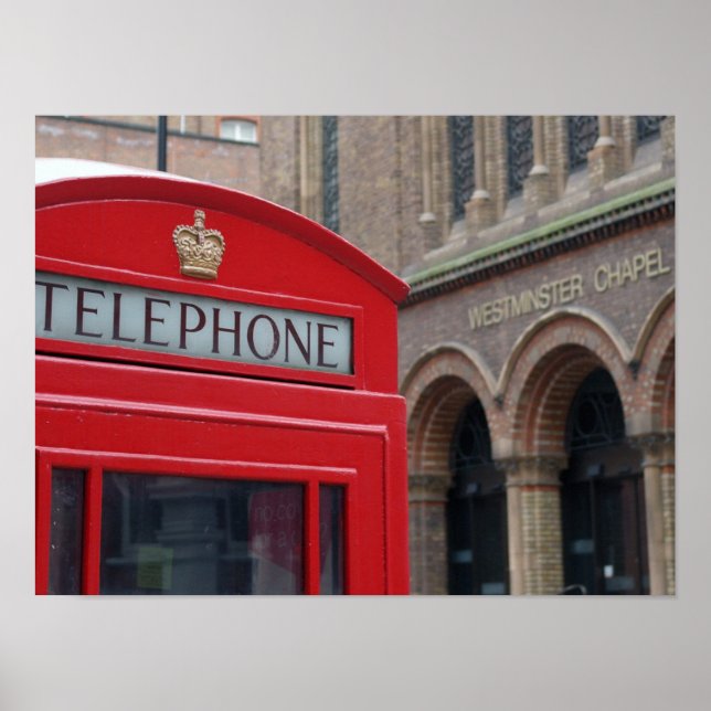 Westminster Chapel - London Red Phone Box Poster (Front)