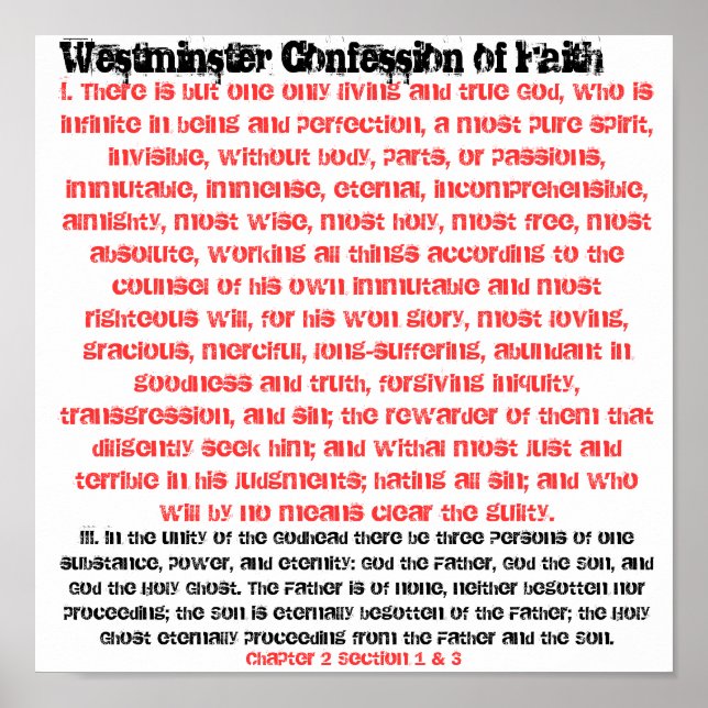 Westminster Confession Ch. 2 Section 1&3 Poster (Front)