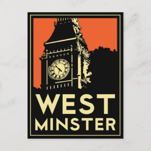 westminster retro art deco travel poster postcard